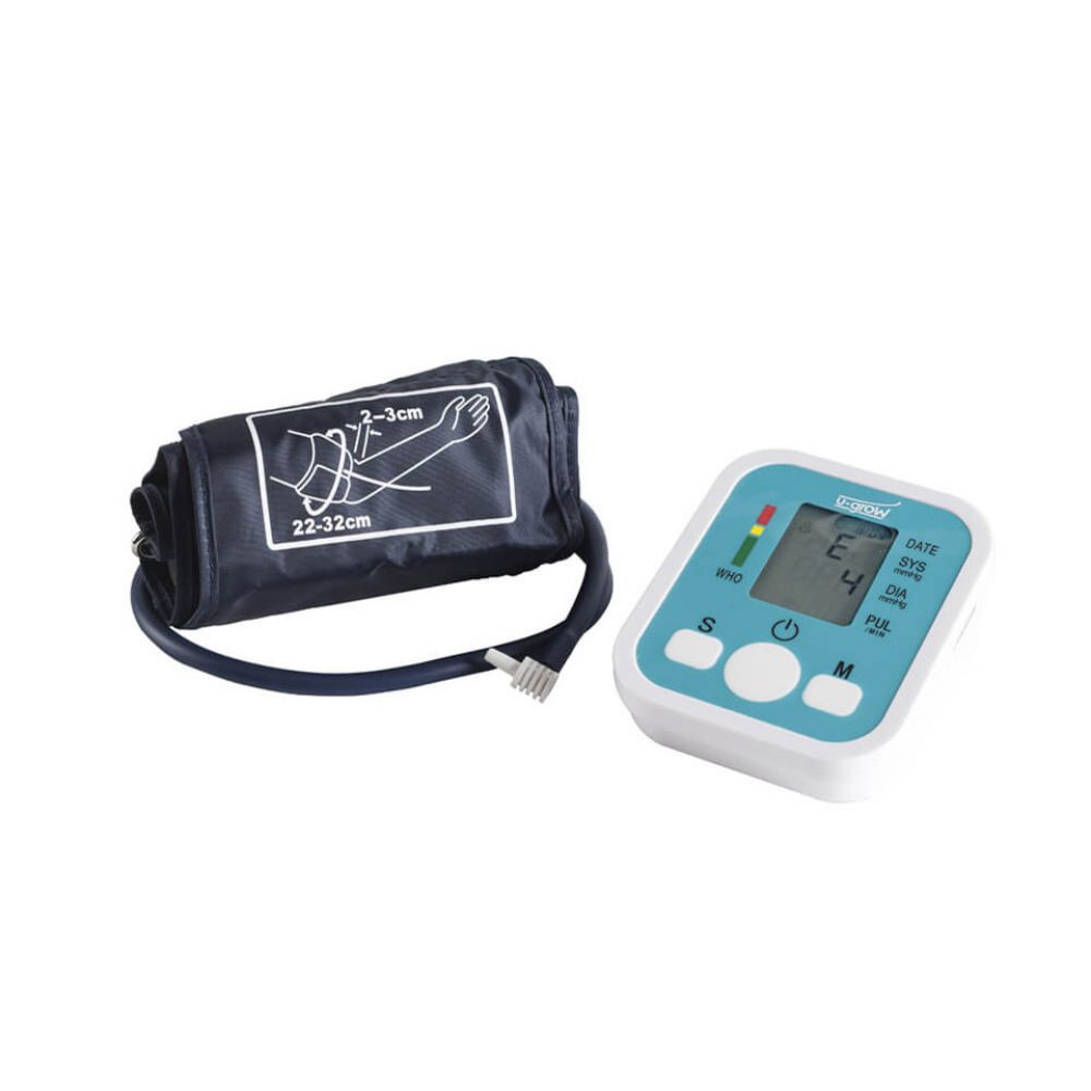 Electronic arm blood pressure monitor, USB-charged
